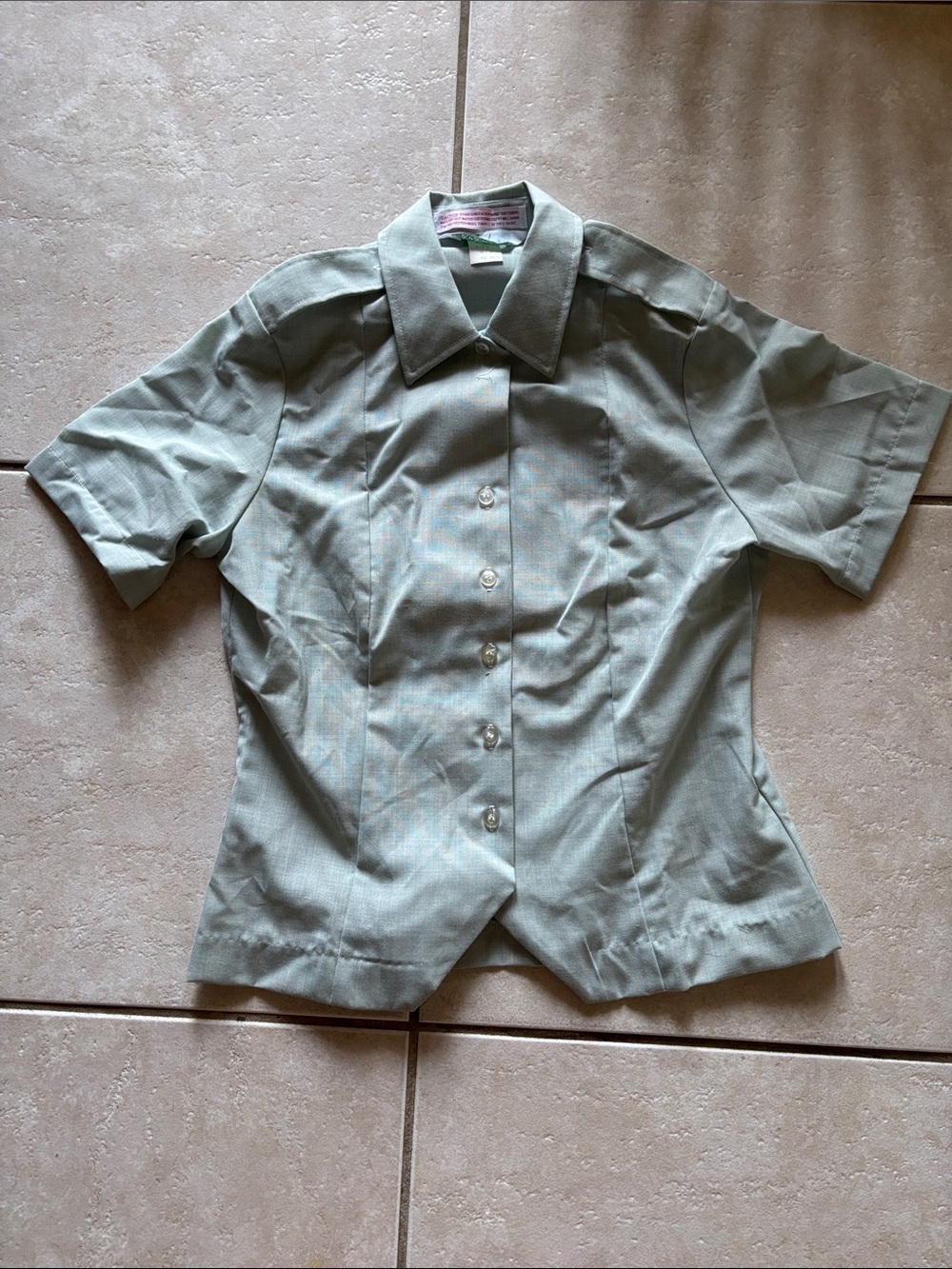 Light Sage Short Sleeve Button Front Blouse